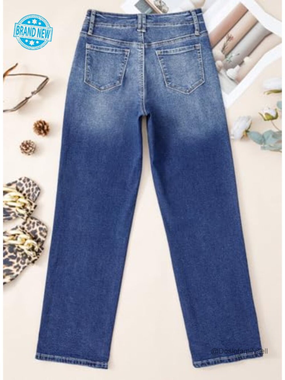 Wide Leg Jeans High Waisted Stretchy Buttoned Denim Pants Trendy 2025 with - Picture 6 of 7